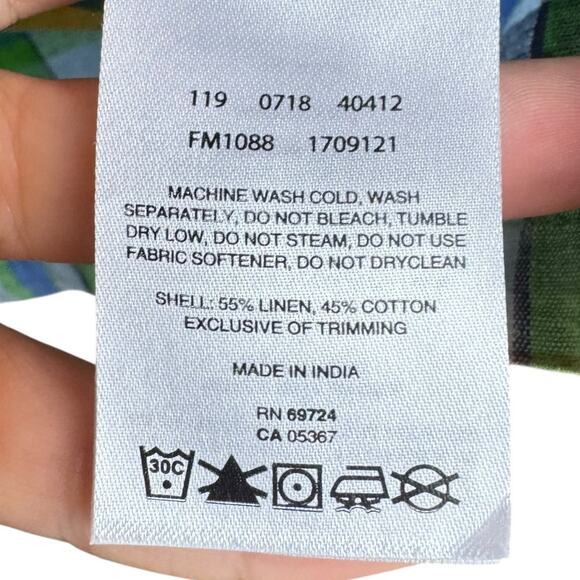 Columbia PFG Linen Blue Green Orange Plaid Button Up Short Sleeve Fishing Shirt - Picture 7 of 7